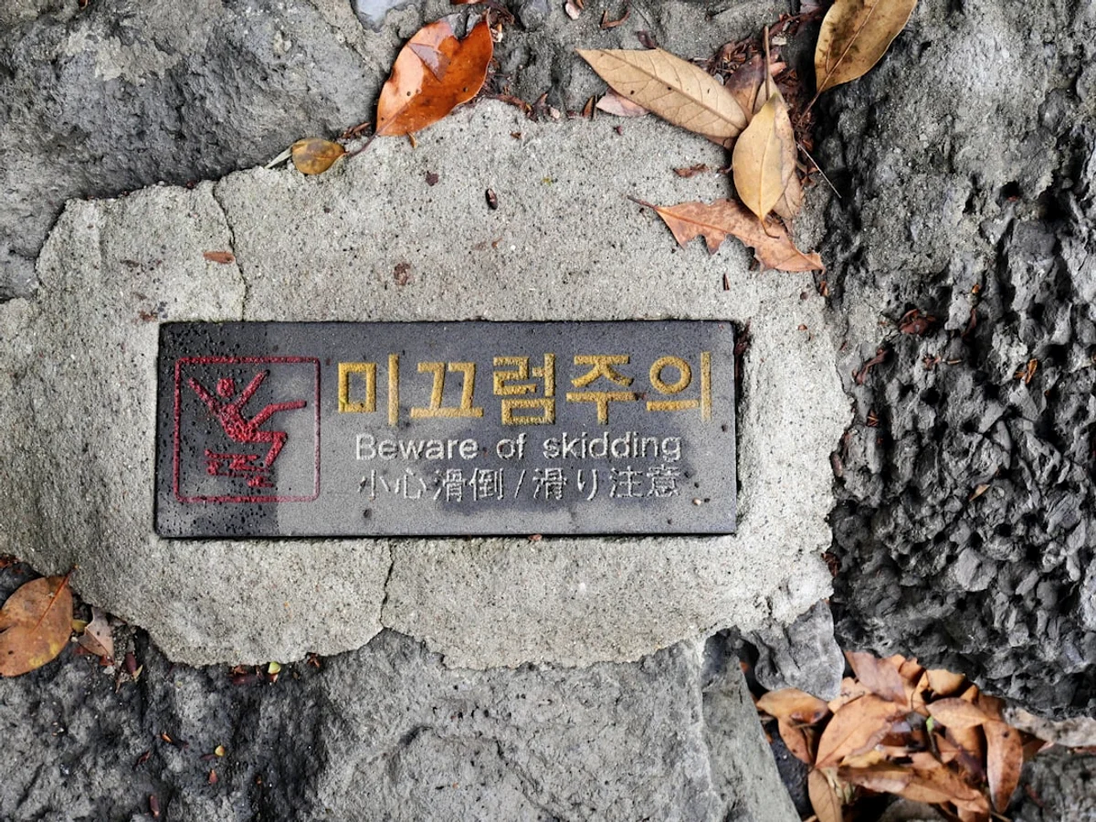 A plaque on a rock in a park in Korea